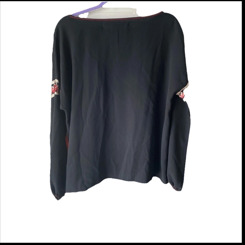 Chelsea & Violet Boho Top M Black & Sequin Embellished Long Sleeve tunic blous - Picture 2 of 8